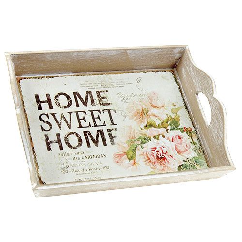 Floristik24 Holztablett mit Text Home Sweet Home