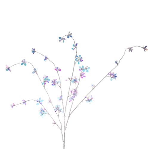 Blütenzweig künstlich filigran mit irisierenden Blüten 98cm