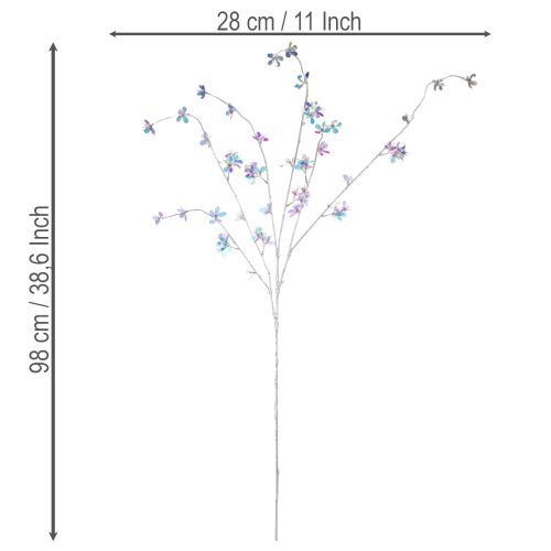 Blütenzweig künstlich filigran mit irisierenden Blüten 98cm | Floristik24.de