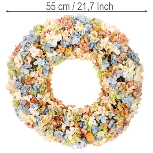 Künstlicher Hortensienkranz bunt für Tür und Wand 55cm | Floristik24.de