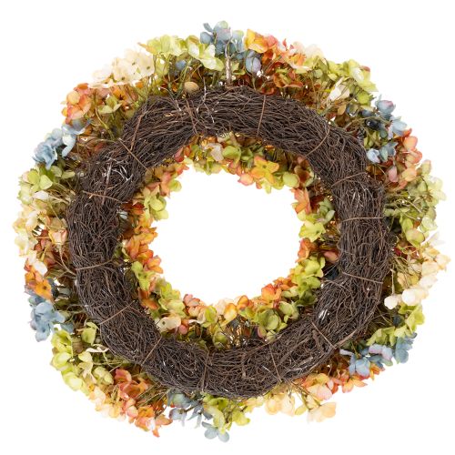 Künstlicher Hortensienkranz bunt für Tür und Wand 55cm | Floristik24.de