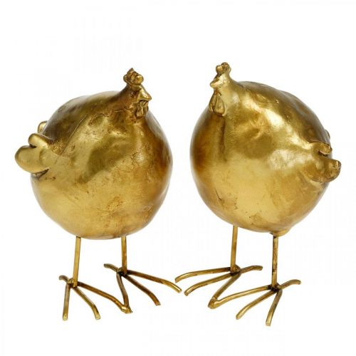 Floristik24 Deko Huhn Ostern Dekofigur golden rund, H10 cm 2St