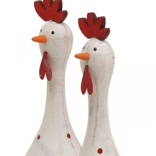 Floristik24 Deko Huhn Holz Weiß Dekofigur Ostern Ø5cm H15cm 2St
