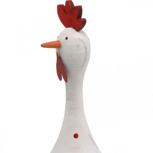Floristik24 Deko Huhn Holz Weiß mit Punkten Osterfigur Ø7cm H20cm
