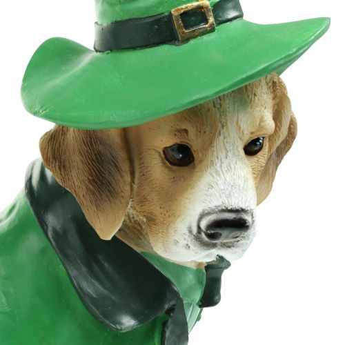 Artikel Beagle mit Hut, St. Patrick's Day, Hund mit Anzug, Gartendeko, Jagdhund H24,5cm