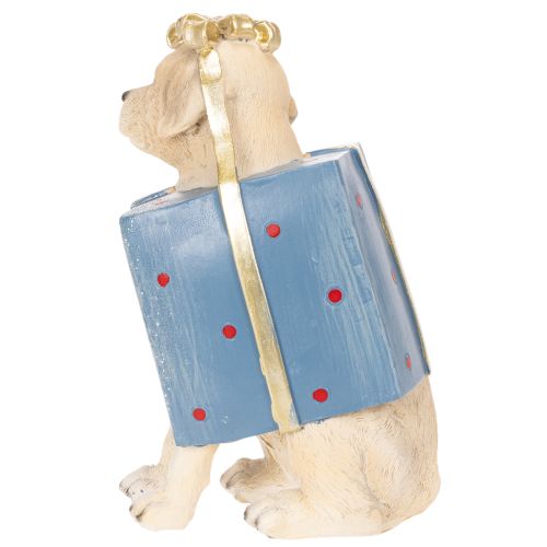 Dekofigur Hund sitzend Welpe im Geschenkpaket 20cm | Floristik24.de