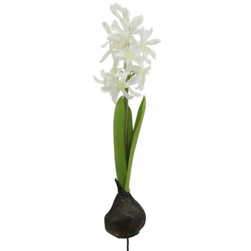Floristik24 Künstliche Hyazinthe mit Zwiebel Kunstblume Weiß zum Stecken 29cm