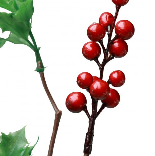Floristik24 Ilex Künstlich Stechpalme Beerenzweig Rote Beeren 75cm
