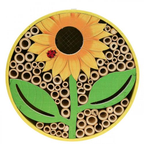 Floristik24 Insektenhotel Rund Holz Insektenhaus Gelb Sonnenblume Ø25cm