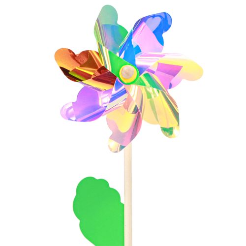 Floristik24 Irisierendes Windrad Blume mit Blatt Windmühle Ø17,5cm 2St