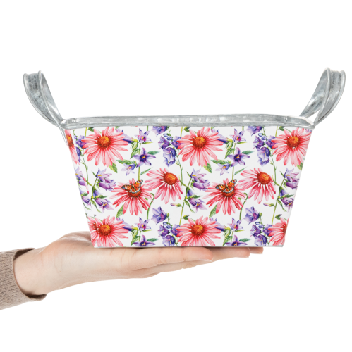 Jardiniere Frühling Blumenkasten Metall Deko 20×12,5×10cm | Floristik24.de