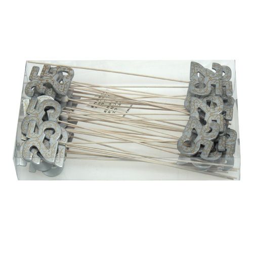 Floristik24 Jubiläumszahl "25" aus Holz Silber 36St