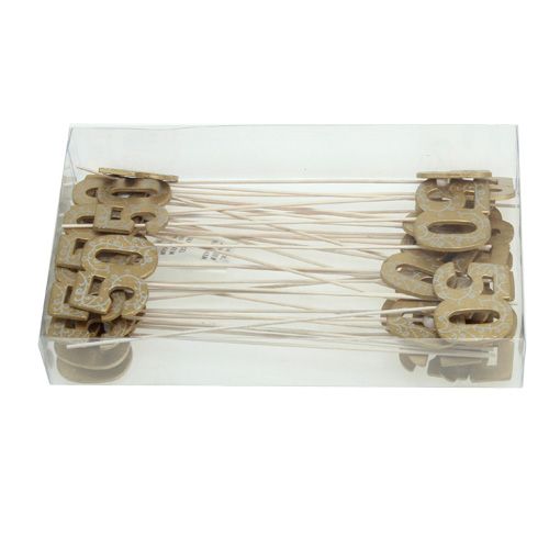 Floristik24 Holzzahl "50" am Stab Gold 36St