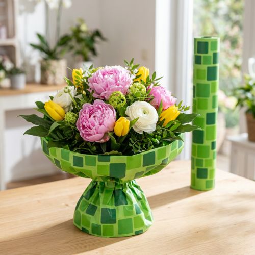 Artikel Manschettenpapier für Blumensträuße im Mosaikdesign 25cm 100m