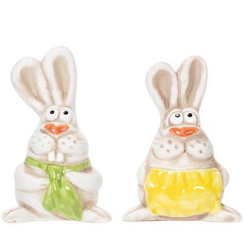 Artikel Osterhasen Figuren Handbemalte Keramik Deko Lustiges Design für Ostern dekorieren 11cm 4St