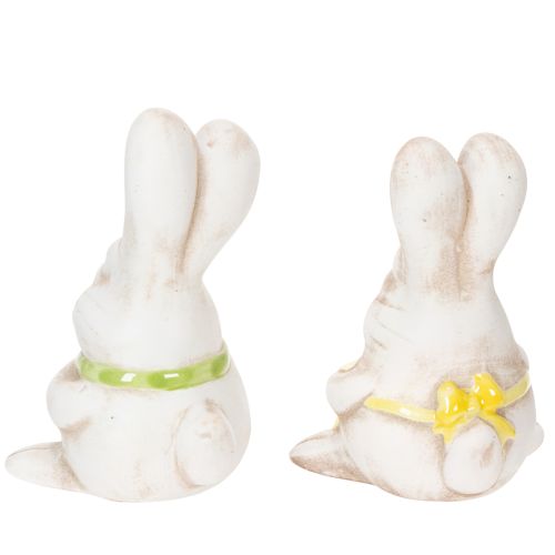 Artikel Osterhasen Figuren Handbemalte Keramik Deko Lustiges Design für Ostern dekorieren 11cm 4St
