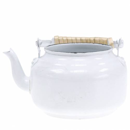 Artikel Deko Teekessel Übertopf Metall Weiß Shabby Chic Ø8,6cm H16cm Vintage Deko Blumengefäß