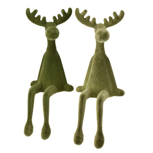 Floristik24 Kantenhocker Elch Deko Kantensitzer Grün H31cm 2 St