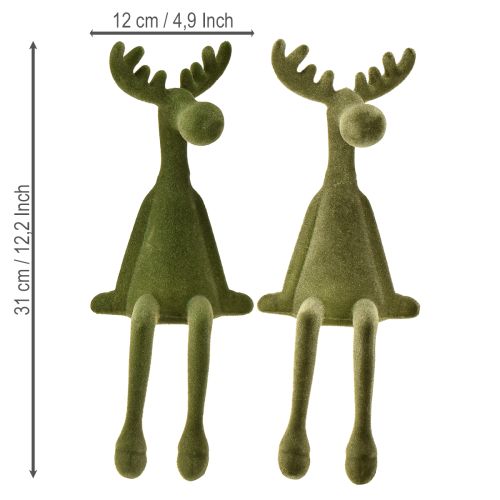 Floristik24 Kantenhocker Elch Deko Kantensitzer Grün H31cm 2 St