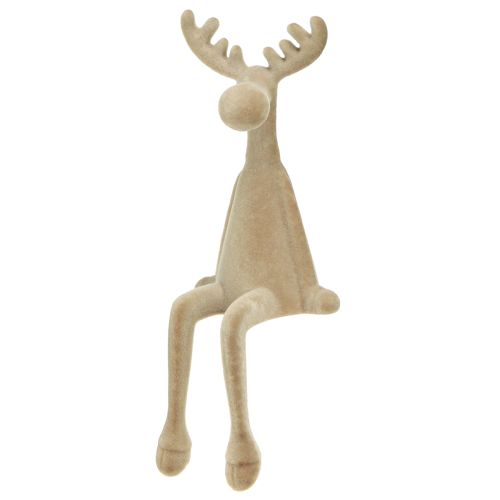 Floristik24 Kantenhocker Elch beflockt Kantensitzer Braun 31cm 3 St