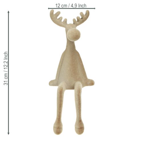 Kantenhocker Elch beflockt Kantensitzer Braun 31cm 3 St | Floristik24.de