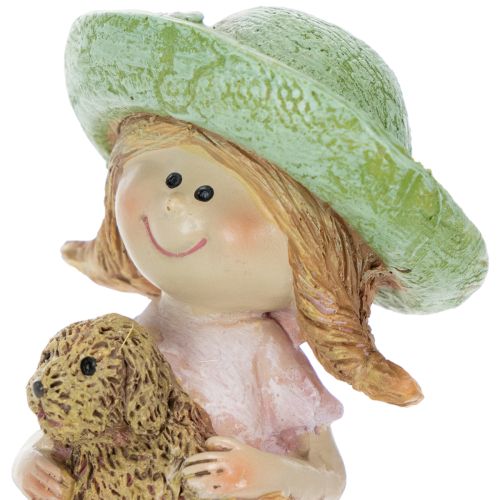 Kantenhocker Lächelndes Mädchen mit Hund Ø4,5cm H9,5cm | Floristik24.de