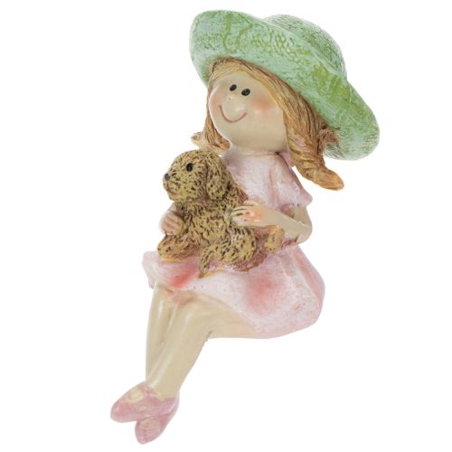 Kantenhocker Lächelndes Mädchen mit Hund Ø4,5cm H9,5cm | Floristik24.de