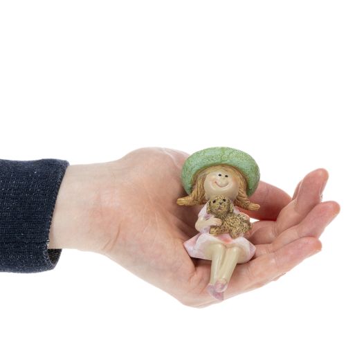 Kantenhocker Lächelndes Mädchen mit Hund Ø4,5cm H9,5cm | Floristik24.de