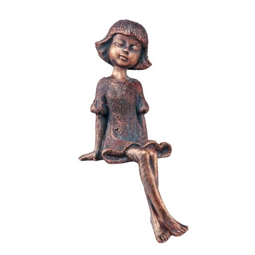 Kantensitzer Garten Figur Sitzendes Mädchen Bronze 52cm