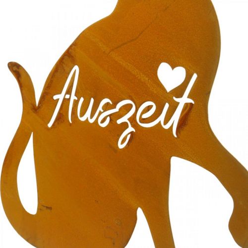 Floristik24 Gartenstecker Katze, Gartendeko, Bodenstecker "Auszeit", Edelrost, Metalldeko H49cm