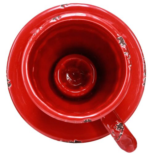 Floristik24 Keramik Kerzenhalter Rot Tasse Für Stabkerzen 13×11×8cm 3 St