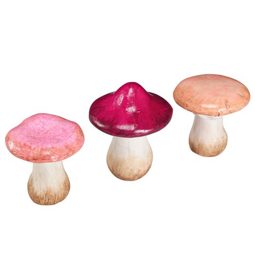 Floristik24 Keramik Pilze Deko Pink Herbstdeko Keramik Ø8/8,5/9cm 3 St