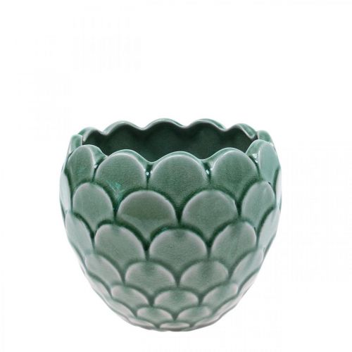 Keramik Blumentopf Vintage Grün Crackle Glaze Ø13cm H11cm