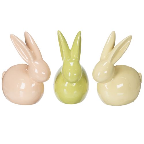 Keramikhase Hase Deko Figur für stilvolle Ostern 11×6,5×12,5cm 3St
