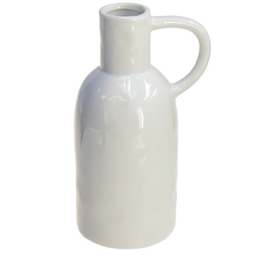 Floristik24 Keramikvase Weiß für Trockendeko Vase mit Henkel Ø9cm H21cm