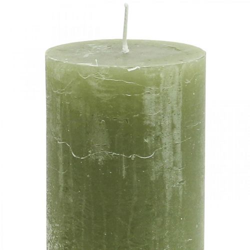 Durchgefärbte Kerzen Olivgrün Stumpenkerzen 60×100mm 4St