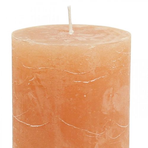 Durchgefärbte Kerzen Orange Peach Stumpenkerzen 70×100mm 4St
