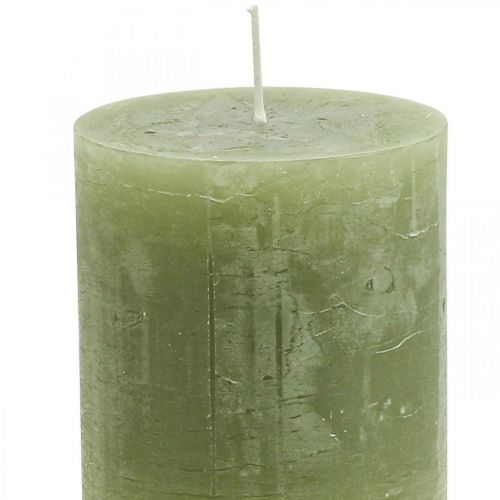 Artikel Durchgefärbte Kerzen Olivgrün Stumpenkerzen 70×80mm 4St