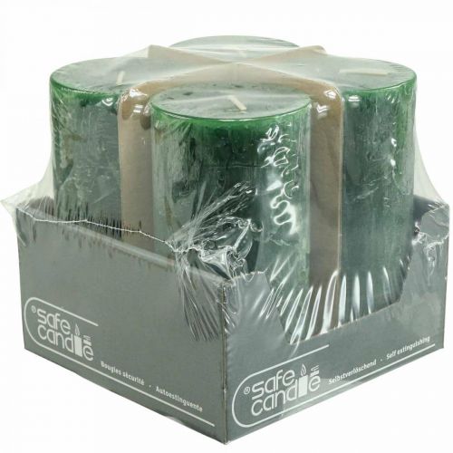 Floristik24 Durchgefärbte Kerzen Dunkelgrün Stumpenkerzen 70×140mm 4 St