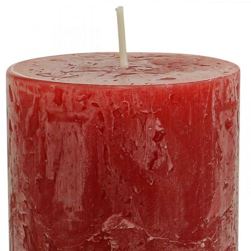 Durchgefärbte Kerzen Rot Rustic Selbstlöschend 70×140mm 4St