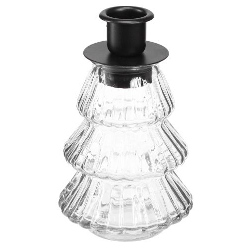 Floristik24 Kerzenhalter Glas für Stabkerzen Tannenbaum 13,5cm 2St
