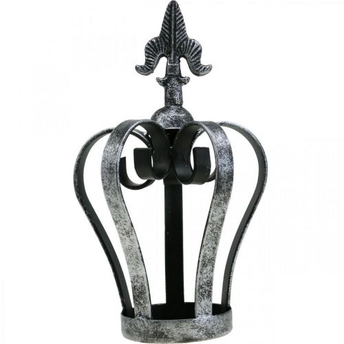 Floristik24 Deko Krone Antik Silber Optik Metall Ø12cm H20cm