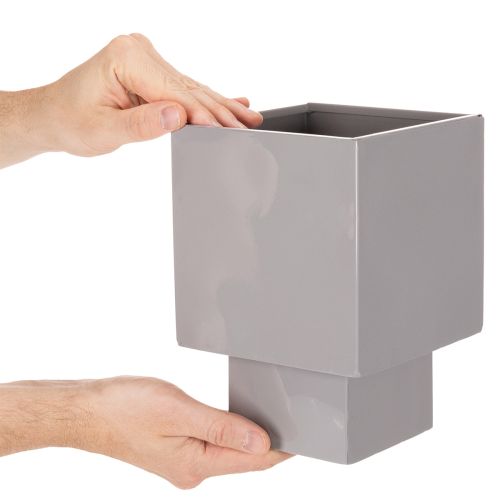 Pflanzgefäß-Würfel Grau mit Sockel für moderne Dekoration 22cm | Floristik24.de