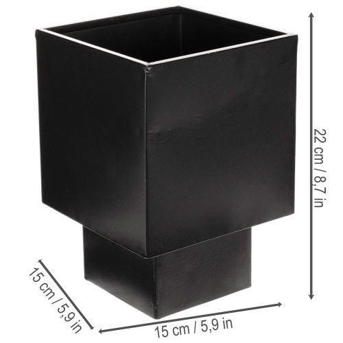 Pflanzgefäß-Würfel Schwarz mit Sockel modern 22cm | Floristik24.de