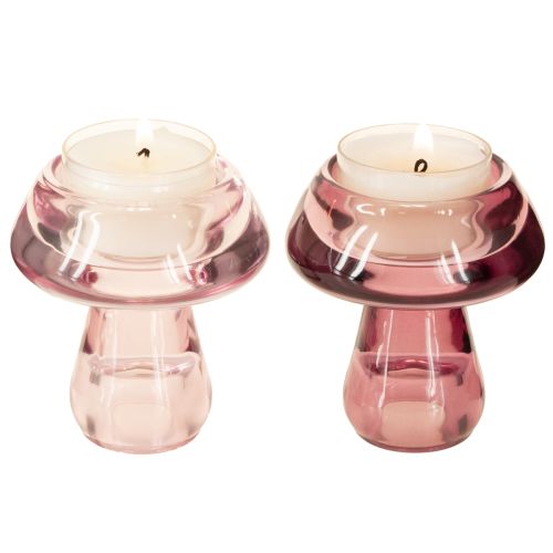 Artikel Kerzenhalter Pilz Teelichthalter Glas Berry Ø6,5cm H7cm 2St