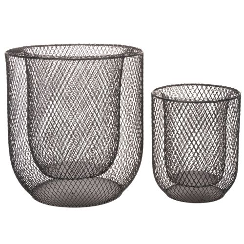 Kerzenhalter Schwarz Metall Drahtkorb Ø28,5/18cm 2er-Set | Floristik24.de