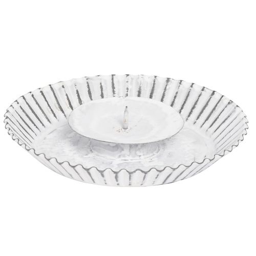 Kerzenhalter Weiß Metall Kuchenform Shabby Chic Ø15cm