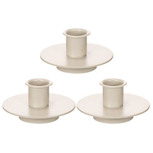 Kerzenhalter aus Metall in Beige matt kleiner Leuchter für Stabkerzen 8cm 3St | Floristik24.de