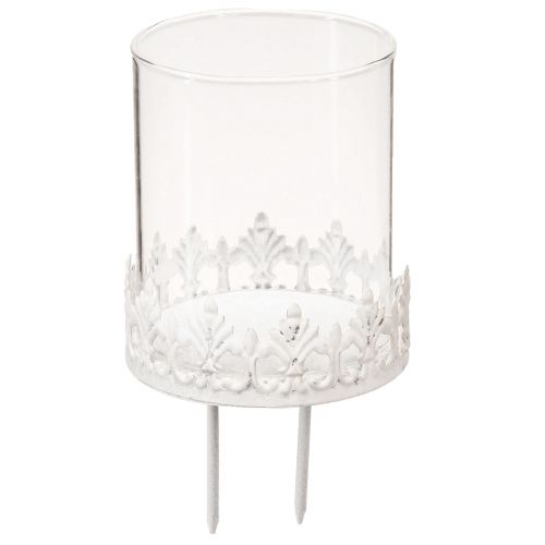 Floristik24 Kerzenhalter mit Dorn Teelichthalter Weiß H8cm 4 St