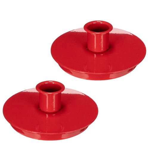 Kerzenhalter Rot aus Metall kompakt für Stabkerzen 10cm 2St | Floristik24.de